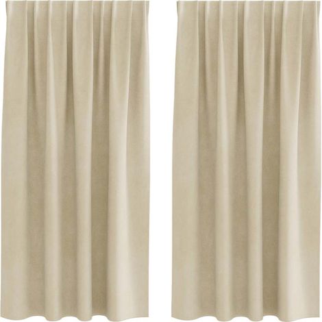 Rideaux avec des rideaux 2 pcs Crème 140 x 175 cm Velours CFW64784 (1/5)