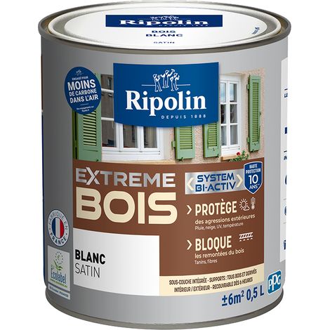 Ripolin – Peinture satin pour bois intérieur et extérieur 0,5L – Haute protection 10 ans – Résistance intempéries et UV – Écologique Ecolabel (1/4)