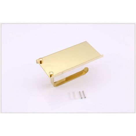 Stainless Steel Toilet Paper Holder, Wall Mounted, Brushed Stainless Steel with Gold Finish, 18 x 9 x 6.5 cm (1/4)