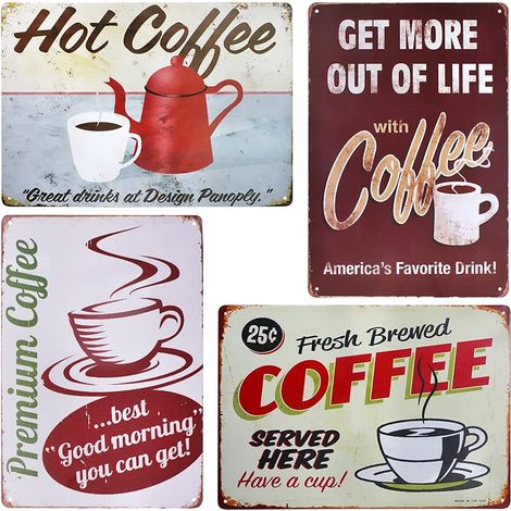 4PCS Plaque Métal Vintage Étain Signe, Retro Home Wall Decor, 20 X 30 cm (1/5)