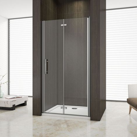195 cm Porta Doccia Per Nicchia Battente e Pieghevole a Libro In Vetro Temperato Trasparente Anticalcare Da 6 mm larga 100cm