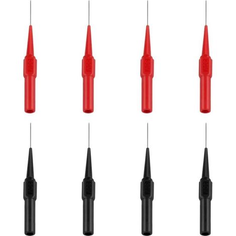 8PCS Sonde De Test, Cordons De Test Multimètre En Acier Inoxydable Sondes De Teste Câble Testeur Multifonction Pour Multimètres Laboratoires Électriciens(Rouge Et Noir) (1/5)