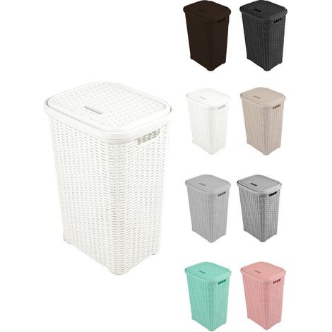 Cesto para la Colada 38L de Plástico con Asas - Cubo Ropa Sucia con Tapa 49 x 39 x 30 cm