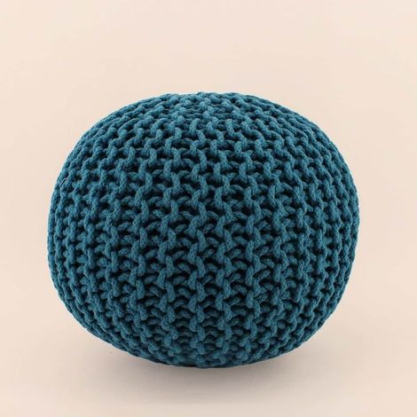 Pouf rond tricot 40x30cm (1/4)