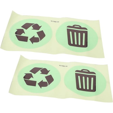 Autocollants Phosphorescents pour Poubelle Étiquettes de Recyclage Rondes Autocollants Auto-adhésifs pour Conteneur à Déchets (1/5)
