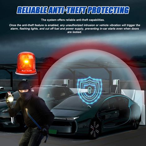 Système d'alarme antivol 12 V pour voiture, démarrage à distance, entrée sans clé PKE, kit de verrouillage centralisé avec 2 télécommandes et boutons-poussoirs de démarrage/arrêt. (1/5)