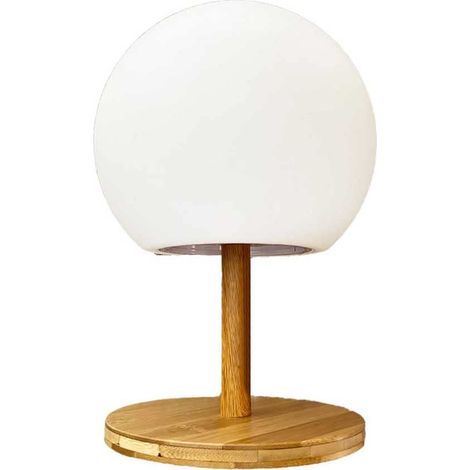 Lampe de table sans fil pied en bambou extensible LED blanc chaud/blanc H28cm (1/5)