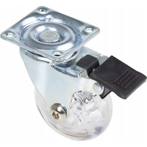 Rueda giratoria de goma transparente, 50 mm, con freno, para muebles AKS (1/5)