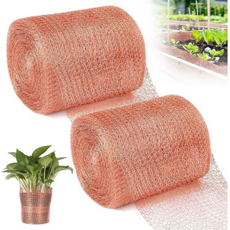 2 pièces Maille de Cuivre, 12M Double Maille de Cuivre, Maille de cuivre découpable, Rouleau de Maille de cuivre, Grillage Anti Rongeur Limaces et Escargots, Protection de Semis Plante Jardin (1/5)