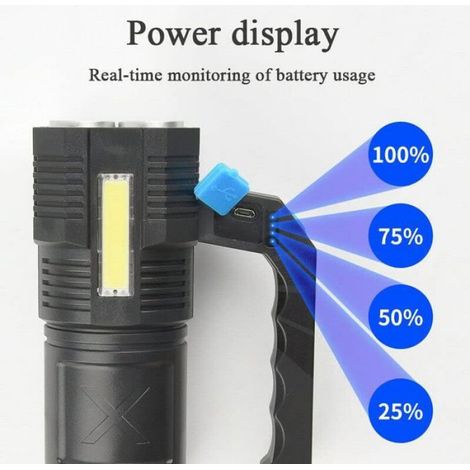 Lampe Torche - Ultra Puissante - Rechargeable - Étanche - 4 Modes d'Éclairage (1/5)