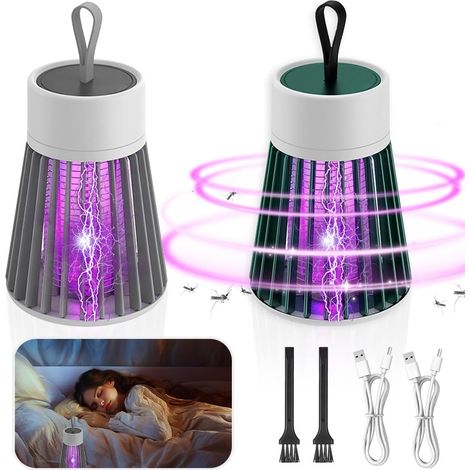 Mozzguard Mosquito Zapper Lot de 2 nouvelles lampes anti-moustiques portables 2024 avec câble USB pour l'intérieur et l'extérieur destructeur d'insectes pour chambre à coucher, camping, pique-nique