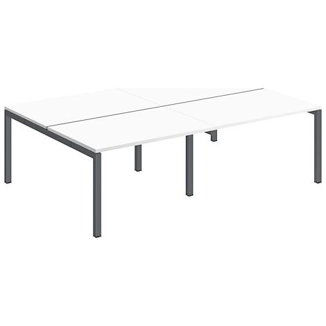 Pôle 4 bureaux droits Teamline L 240 cm - plateaux blanc piètement métal anthracite arche - Maxiburo