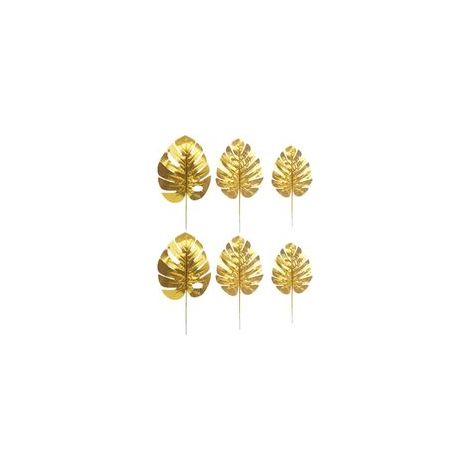Lot de 12 feuilles artificielles, 3 types (palmier, monstera, tropical) – (1/5)