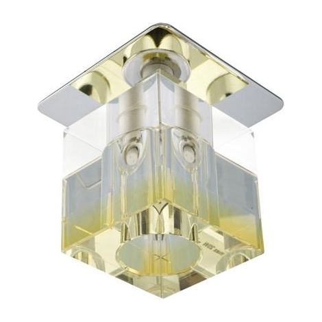 Spot encastré carré chromé cristal liseré jaune G4 20W