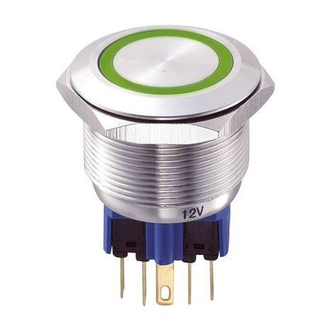 Bouton-poussoir antivandalisme TRU COMPONENTS GQ25-11E/G/12V 701946 250 V/AC 5 A 1 x On/(On) IP65 à rappel 1 pc(s) D79018