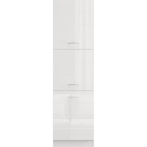 Dispensa da Cucina Cochem, Mobile da Cucina 6 Ripiani, Apertura Battente, 2 Ante, 60x58x214h cm Bianco Lucido