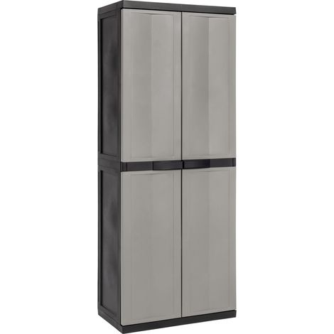 Toomax Armadio Trend Midi Portascope nero/grigio basalto con 4 ripiani regolabili, 65x37x165h cm in plastica riciclata, portattrezzi resistente ideale per garage e spazi esterni