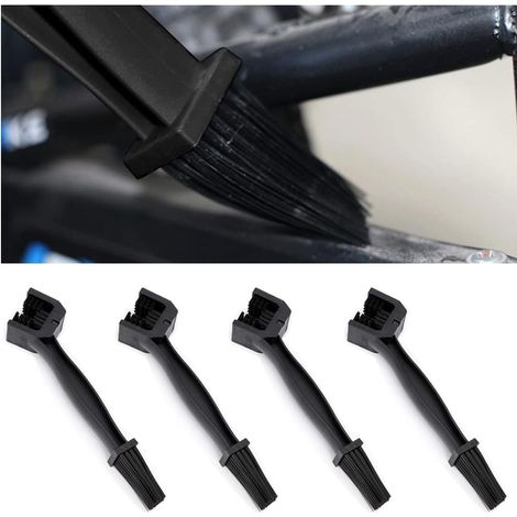 4 PCS Brosse Chaîne De Nettoyage, Multifonction 3 Côtés Résistants Poils Brosse Nettoyeur Laveur Remover, Épurateur Outil Pour Engrenages Chaîne Pour Scooter De Chaîne Vélo Et Moto (Noir) (1/5)