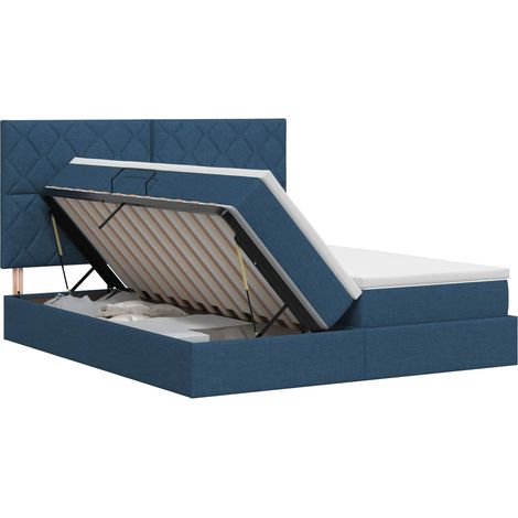 Maison Exclusive - Letto con Contenitore con testiera Blu 200 x 200 cm Tessuto (1/5)