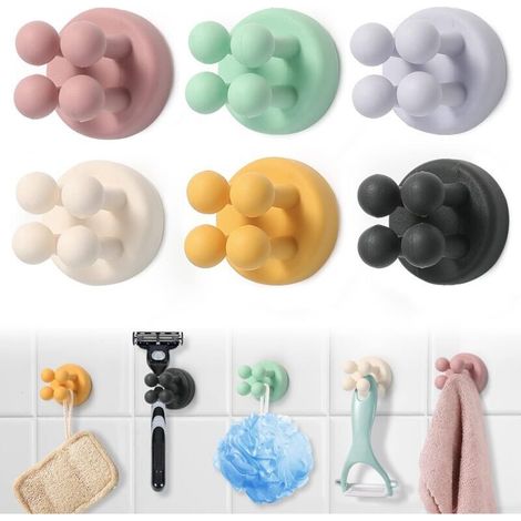 Set di 6 porta rasoi, porta rasoio da doccia, porta spazzolino da bagno impermeabile, ganci adesivi da parete, non è necessaria la foratura, ganci multifunzionali per spugna, asciugamano, chiavi, cavo