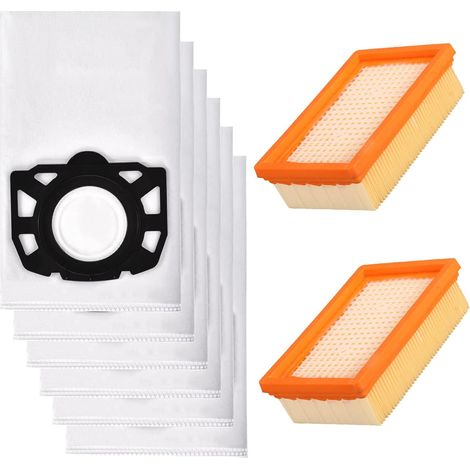 Staubbeutel Filter Zubehör Set für Kärcher WD4 WD5 WD6 MV4 MV5 MV6 WD5P WD6P Premium Staubsauger KFI 4410 KFI 487 Nass Trockensauger Ersatzteile (6 Beutel + 2 HEPA Filter) (1/5)