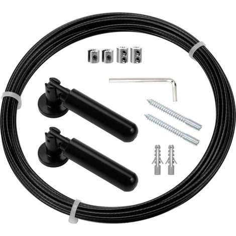 Câble de rideau en acier inoxydable 5m - Kit fixation murale - Fil métallique pour rideaux, linge à linge, accrochage tableaux et décoration intérieure (1/5)