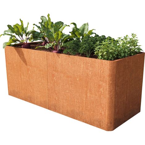 PRIMEYARD Huerto urbano MARIO, acero corten, 200x80x60 cm, aspecto óxido (1/4)