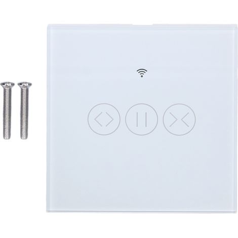 Interrupteur WiFi intelligent pour stores enrouleurs, commande tactile sans fil via APP, prise UE 90-250V blanc, compatible volets roulants et stores.