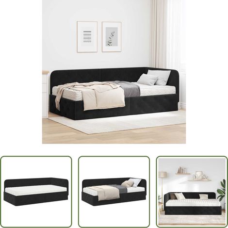Ecksofa - Eckbettgestell Schwarz 90 x 200 cm Samt (1/5)