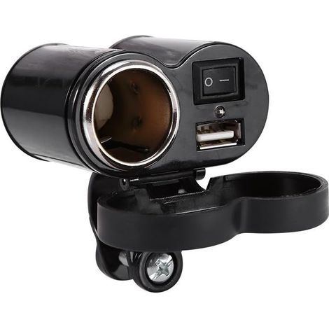 Chargeur USB pour Guidon de Moto 12 V avec Prise Allume-Cigare USB étanche pour téléphone (1/5)