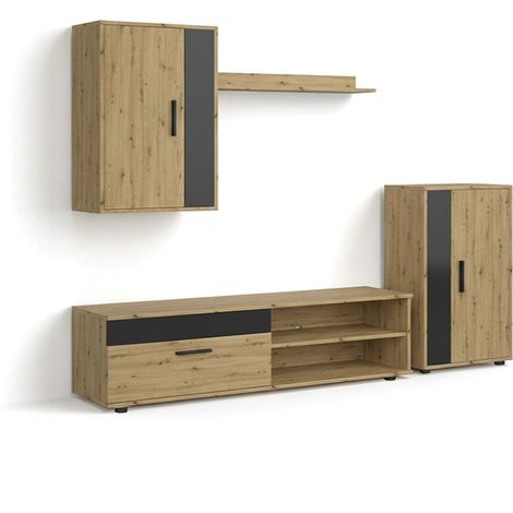 Salón modular con mueble TV 140 cm Lunet Alpino - Negro (ancho) x 36,2cm (alto)