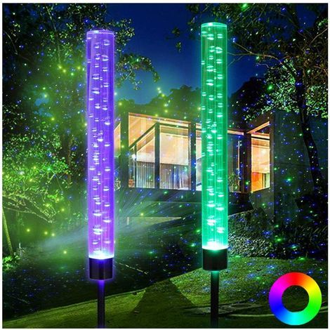Lampe Solaire Jardin - Bulle Acrylique - Changement Couleur Automatique - Étanche IP65 - Pour Terrasse Allée Cour - Lot de 2 (1/5)