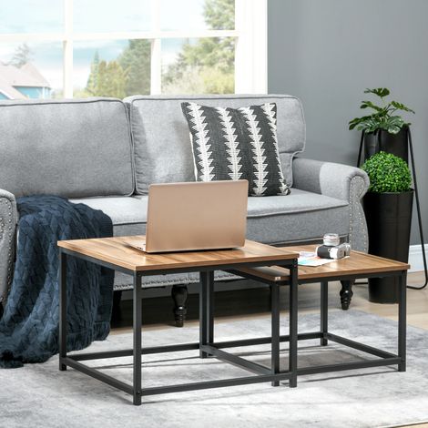 Tavoli impilabili set 2 in truciolato e acciaio OKMYHOME (1/5)