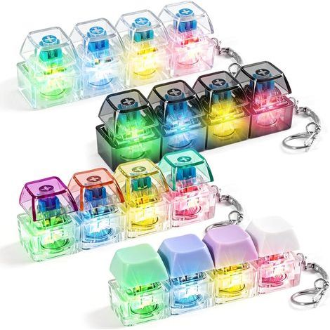 4 Boutons Clavier Jouet Fidget avec Porte-clés 4 Couleurs Porte-clés Fidget Portable pour Soulagement du Stress et de l'Anxiété Concentration Amusement Clavier Fidget Durable pour Enfants