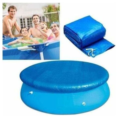Pair Runde Poolabdeckung mit 244 cm Durchmesser, Schutzhülle mit Befestigungsseilen, strapazierfähige, staub- und winddichte Abdeckung für runde Aufstellpools - Fei Yu