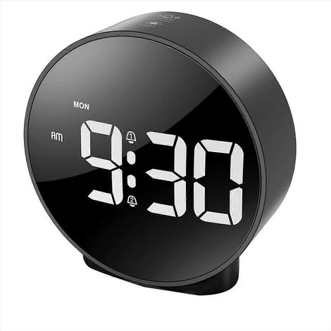 Schwarzer digitaler Reisewecker, tragbarer Wecker mit LED-Anzeige, kompaktes Zifferblatt für den Nachttisch, Timer und Schlummerfunktion, ideal für Reisen, 1 Stück (1/5)