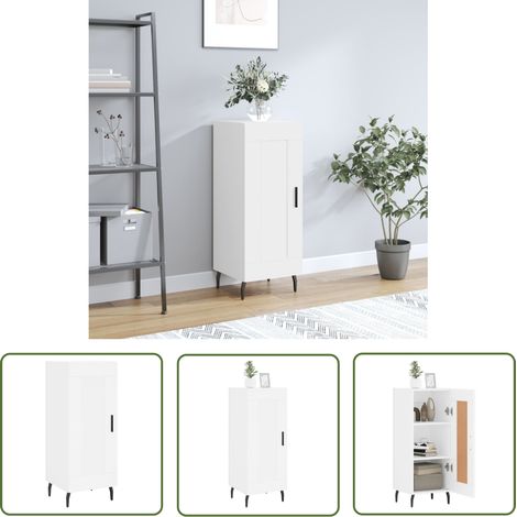The Living Store Buffet blanc 34,5x34x90 cm bois d'ingénierie - Buffet - Meuble De Rangement - Armoire - Commode - Mobilier (1/5)