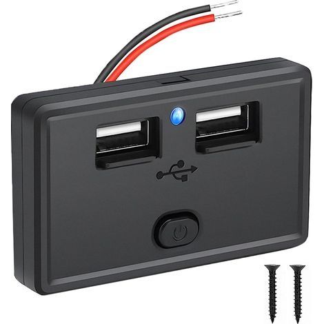 12V Prise de Chargeur de Voiture avec Interrupteur Étanche, 4.8A 24W Chargeur USB Voiture pour Voiture Bus Camping Car Bateau (1/4)