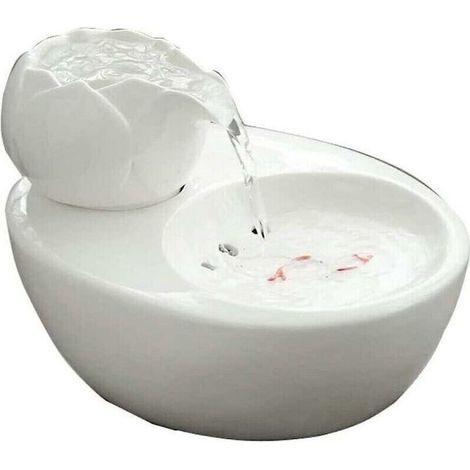 Fontaine à eau verticale Lotus pour chats – Distributeur d'eau en céramique pour animaux de compagnie – Filtre à circulation automatique pour une eau saine et hygiénique (1/3)