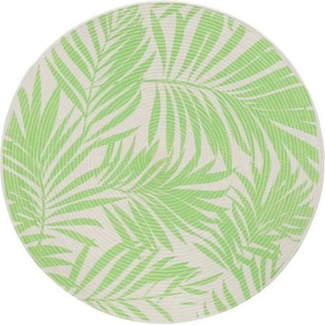 Tapis rond - JUANIO - 90 cm - 70% polyester/30% coton - Blanc/Vert - Épaisseur 0,5 cm (1/3)