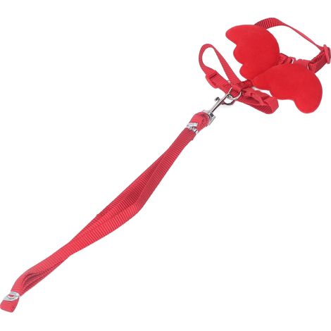 Entengeschirr-Leine, verstellbare Größe, flügelförmiges Zugseil für kleine Haustiere, für das Training im Freien, Rot, Größe S (1/5)
