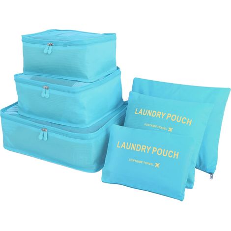 Ensemble de 6 organisateurs de bagages à compression pour ranger vêtements, chaussures et accessoires en voyage.-AquaForge (1/5)