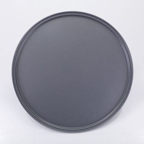 Plato redondo para pizza, antiadherente, de acero al carbono, para pizza y pan, Ø 36 cm, bandeja de horno ligera, gris. (1/5)