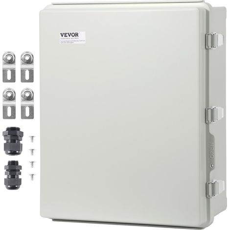 Boîte de jonction électrique, 350x250x150 mm boîtier électrique plastique ABS couvercle à charnière, loquet en acier inoxydable, étanche IP67 à la poussière pour projets électriques extérieurs (1/5)