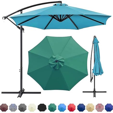 Housse de rechange pour parasol - 8 baleines - 3 m - Imperméable - Anti-ultraviolet - Tissu de rechange - toit pour parasol - parasol(vert foncé) (1/4)