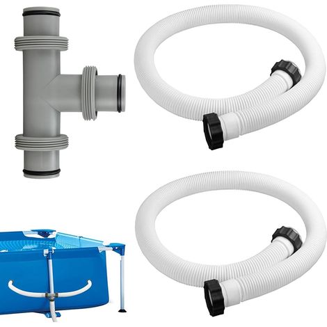 Tuyaux de Piscine 38 mm,2 Pièces Tuyau de Rechange pour Piscine 150 cm,Tuyau Rechange Pour Filtre Piscine,avec Raccord de Tuyau en T Piscine,pour Piscines Hors Sol,Spa,Pompe à Filtra (1/5)