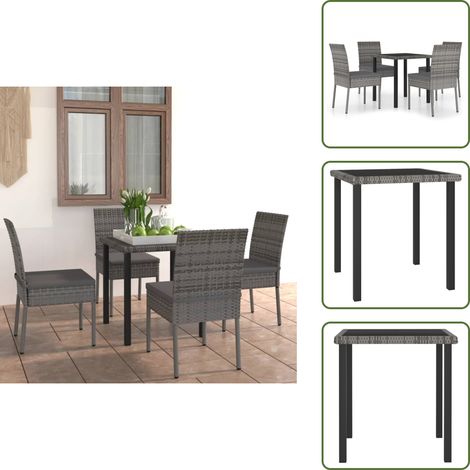Ensemble à manger de jardin 5 pcs Résine tressée Gris - Salon De Jardin - Meubles De Jardin - Ensemble Salon De Jardin - Table Et Chaises - Résine Tressée (1/5)