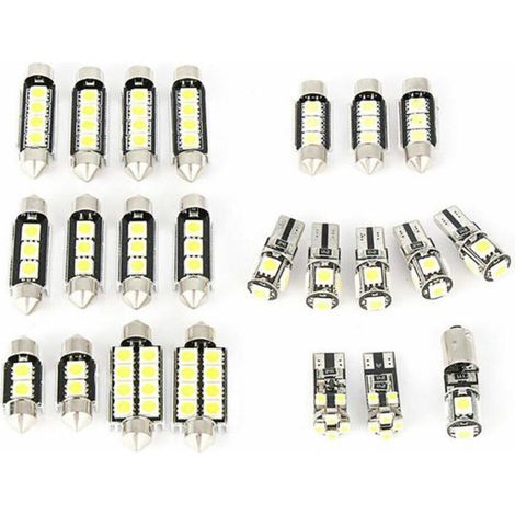 Lot de 23 ampoules LED Canbus ultra-lumineuses 5050 SMD pour éclairage intérieur voiture, plafonnier, liseuse carte, portières, coffre, immatriculation (1/5)