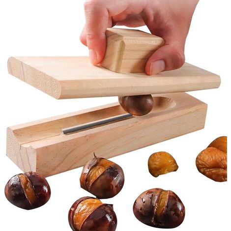 Taglianoci/schiaccianoci in legno, aprifrutta, design multifunzionale, 18 cm, colore legno (1/5)