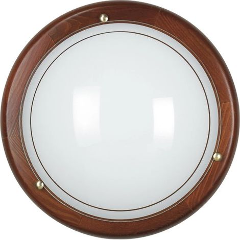 PLAFONIERA 1010 E27 D.30XH9,5CM BIANCA/LEGNO